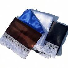 Lap Scarf Handkerchief Silk Lap Scarf Scarves Covers Cloths With Lace For Ladies Women Churchhalloween - 棕色 - 查看 3