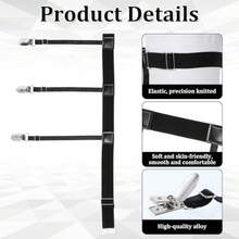 YYC 2 Pcs Men's Shirt Stays Adjustable Holder Straps For Men Black Shirt Holders For Tucking Men's Suspenders For Shirts Stays Garter And Holder For Securing Shirts Position - As Pic - View 4