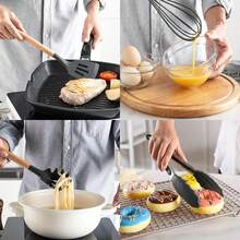 12pcs Non-Stick Silicone Kitchen Utensil Set With Wooden Handles - & Easy To Clean - Includes Spatula, Whisk, Tongs And Ladle, Comes In Storage Bucket, Great For Cooking And Baking - Multicolor - View 7