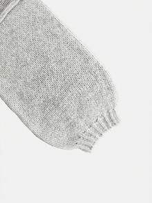 Women's Loose-Fit Plain Sweater, Casual Fall & Winter Knitwear, Lantern Sleeve Design, Moderate Fabric Thickness, Comfortable Daily Wear - Grey - View 6