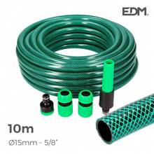 EDM 74068 Kit Manguera Jardín Basic Line con Ø INT 15 x Ext 19 mm (5/8") + Accesorios, 10 m, 6 Unidades - Verde - Ver 1