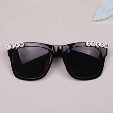 1pc Handmade Decorated Glasses, Bridal Style Glasses, Personalized Pearl Glasses, Bridal Fashion Glasses, Bachelorette Party Photo Prop, Bridesmaid Letter Slogan Wedding Love Glasses - Multicolor - View 16