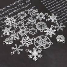 20pcs Mixed Christmas Snowflake Ornaments, Assorted Gold, Silver, Multicolor Snowflake Pendants For DIY Jewelry, Bracelet, Earrings, Craft Making - Multicolor - View 10