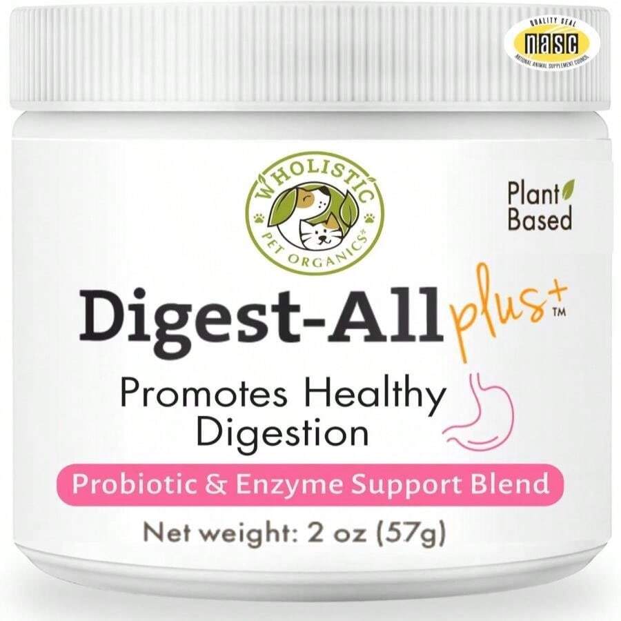 Wholistic Pet Organics Probiotics For Dogs With Digestive Enzymes &Amp; Prebiotic Fiber - 8 Oz - Daily Cat &Amp; Dog Probiotics For Digestive Health, Anti Diarrhea &Amp; Gut Support - Natural Powder Supplement - ColorA - View 1