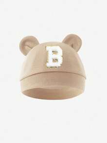 1pc Baby Letter Print Cotton Beanie Hat, Newborn Hospital Cap, Suitable For Baby Boys And Girls Daily Warmth And Protection