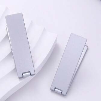 1pc Metal One-Piece Foldable Phone Stand, Slim Adhesive Holder, Multi-Functional Flip Desk Stand For Horizontal & Vertical Placement