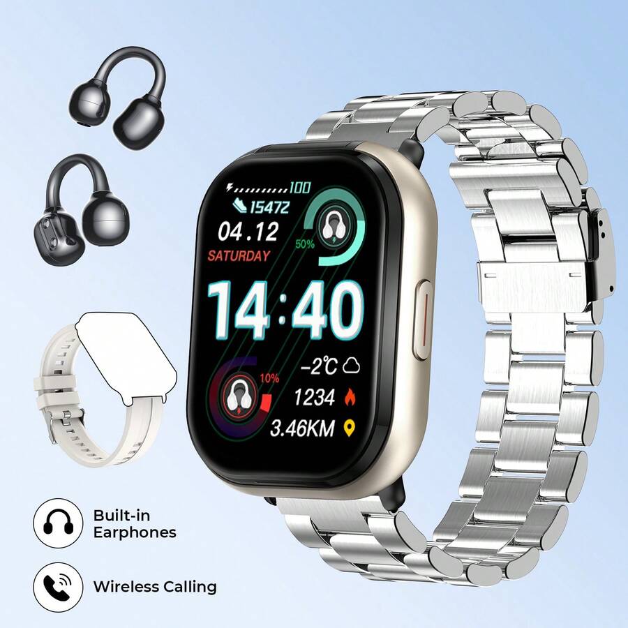 Die Smartwatch beinhaltet Bluetooth-Kopfhörer, unterstützt Bluetooth-Anrufe, Vollbildschirm, Schütteln zum Fotografieren, mehrere Sportmodi, Wetter, Kalorienrechner, Schrittzähler, Timer