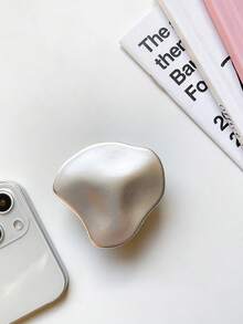 1 pezzo Supporto per telefono in metallo placcato asimmetrico e plissettato, supporto da scrivania espandibile con cuscino d'aria, stile creativo coreano/giapponese