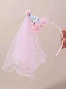 1 Stück Geburtstagsfest Farbverlauf Stereoskopischer Kegel Geburtstags-Haarreif für Mädchen, Mesh Dekor Haarband Haraccessoires Fröhlicher Geburtstag