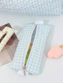 1Pc/Set Gingham Print Quilted Cute Hair Dryer Storage Bag Curling Irons Storage Bag Hair Dryer Holder Hair Tool Bag Hair Clips Storage Bag Travel Storge Bag Set Travel Carrying Organizer Bag For Crimping Hair Tools(Curling Iron, Hair Dryer), Hair Clips, Hair Straightener, Small Items Multi-Functional Storage Bags Travel Essentials Cruise Essentials Dorm Essentials Back To School Gifts Mom Gifts Bridesmaid Gifts Gift For Valentine's Day - Blue - View 13