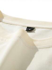 Camiseta de manga larga de poliéster ligera de unicolor, versátil y minimalista para uso casual y deportivo, para primavera/otoño - Albaricoque - Ver 5