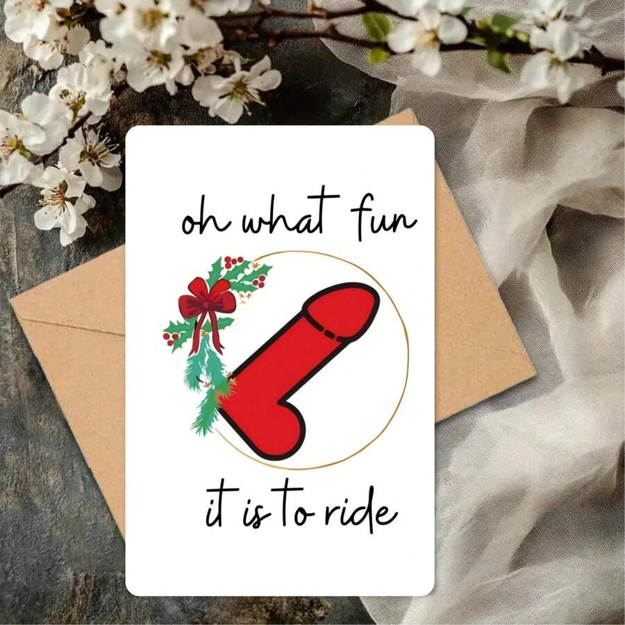 1 felicitare de Crăciun cu plic - felicitare amuzantă de sărbători potrivită pentru prieteni, familie, frați, surori, soție, soț, fiu, fiică - felicitare de Crăciun plină de umor cu tematică jucăușă, material din hârtie