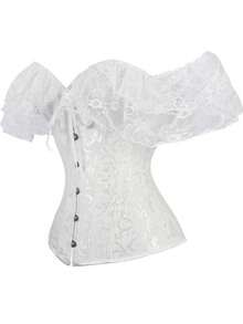 1pc Women Corset Body Shaper, Palace Style - White - View 2