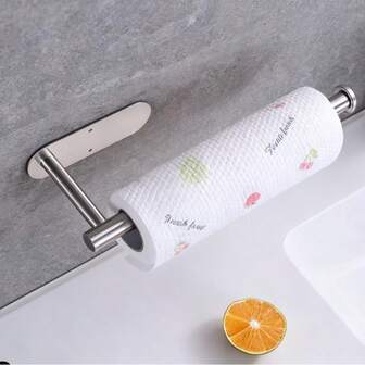 1 件自粘式纸巾架，适用于橱柜下、房车浴室、保鲜膜和卷纸收纳架、家庭厨房浴室用品