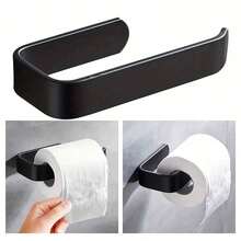 1 Stück schwarzer Papier-Taschentuchhalter, klebefrei an der Wand montierbar für einfache Installation, Wandhalterung für Küche, Handtuchhalter unter dem Schrank, Küchenrollenhalter für Badezimmer, Küche, Speisekammer, Spüle, Balkon, Toilettenpapierhalter, Aufbewahrungsregal für Frischhaltefolie/Alufolie, selbstklebend