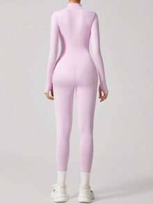 Women's Comfortable Pink Halloween Themed Jumpsuit, Warm Long Sleeve Coverall Suitable For Outdoor Activities Like Hiking, Skiing, Running In Autumn/Winter - Pink - View 6