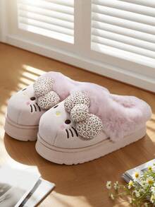 SANRIO Warm Fuzzy Women's Plush Slippers With EVA Insole, Lightweight Cozy Indoor Outdoor House Slippers For Winter, Furry Slippers, Fluffy Slippers - 粉色 - 查看 3
