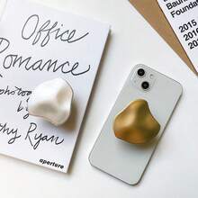 1 pezzo Supporto per telefono in metallo placcato asimmetrico e plissettato, supporto da scrivania espandibile con cuscino d'aria, stile creativo coreano/giapponese