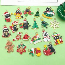 20 件圣诞珐琅饰品吊坠圣诞帽雪花吊坠合金珐琅饰品散装适用于项链手链耳环珠宝制作圣诞树装饰 - 彩色 - 查看 2