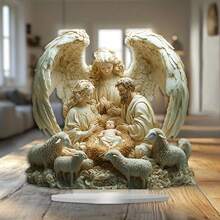 1 pieza Decoración de escena navideña con estilo bohemio con soporte de exhibición de acrílico, ideal para decoración del hogar y la oficina, decoración navideña, regalo de Navidad perfecto, sin texto, adorno navideño 2D