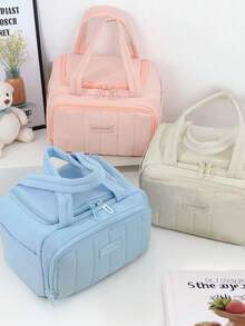 1 Stück neue aufgeblähte isolierte Lunch-Tasche, leicht, großes Fassungsvermögen, gesteppte Lunch-Kühltasche, wasserdicht, auslaufsicher, thermisch isolierte Lunch-Box, Bento-Tasche, Dinner-Isoliertasche, verstärkte süße Lunch-/Obst-Tasche, weich gepolstert, wiederverwendbar für Arbeit, Picknick oder Reisen, Küchenausstattung, Schul-Rückkehr-Zubehör, Lunch-Tasche für Frauen, Lunch-Box für die Schule