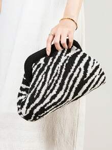 Elegant Striped Color Block Clutch - Large Capacity Durable Multifunctional Women's Beach Bag, Summer Wallet, Elegant Ladies Purse, Suitable For Daily And Vacation, Mother's Day Gift, Wedding Season Souvenir