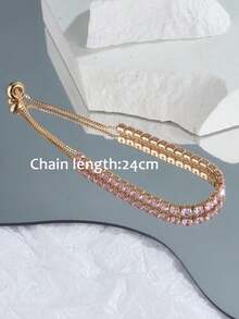 Rhinestone Decor Bracelet Valentine's Day - 粉紅色 2 - 查看 9