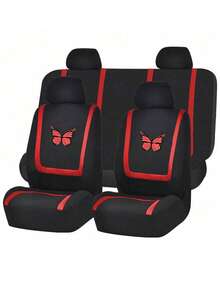 通用汽车座椅套全套：9件/4件/2件可选，U型设计，防滑，兼容安全气囊，易于升级款式（蝴蝶款）。9件套（5座：5个头枕套、2个前排座椅套、1个分体式后排座椅套和1个一体式后排座椅垫套）。4件套（2座：2个前排座椅套和2个头枕套）。2件套（1座：1个前排座椅套和1个头枕套）。 - 款式A - 查看 25