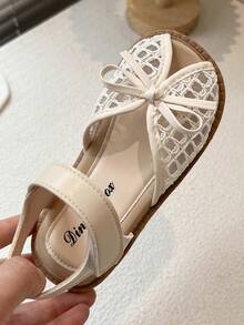 2025夏季新款镂空编织头儿童凉鞋，新款韩版女童蝴蝶结公主裙鞋