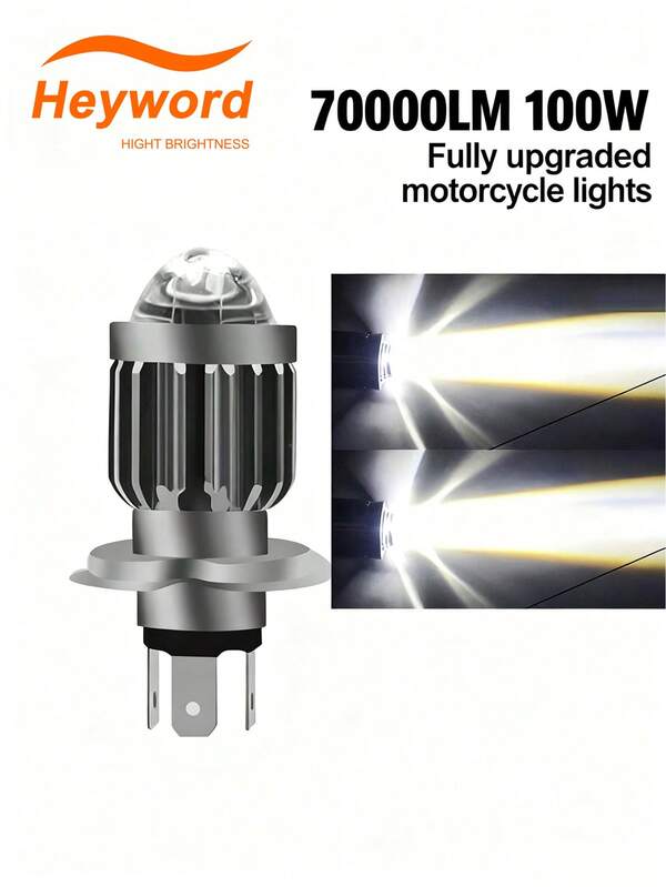 Heyword Heyword 1 peça H4 LED Lâmpada de farol de motocicleta HB2 9003 12V-24V Farol alto/baixo para scooter Moto Kit de conversão de lâmpadas de farol de LED branco
