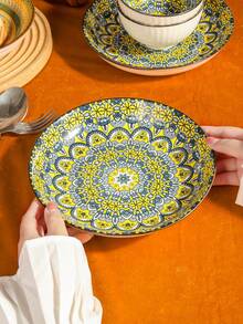 Platos de cerámica estilo bohemio, set individual/4 piezas, set de 4 piezas de colores mixtos, adecuados para platos de cena en el hogar/restaurante, platos de fruta, vajilla de cocina - Multicolor - Ver 3