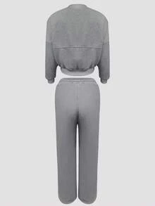 Sodalemon Damen Training Outdoor Gym Set Langarm Reißverschluss Jacken, lose Zugkordel Fitness Hosen, Fleece Athletik Sport Sets