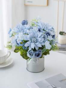 1/3/80PCS Artificial Roses,Dahlia,Daisy Artificial Flowers Fake Roses For Winter Decorations, Birthday Gifts, Holiday Essentials, Bedroom Decorations, Room Decorations, Home Decorations, Valentine's Day Gift - Blue - View 3