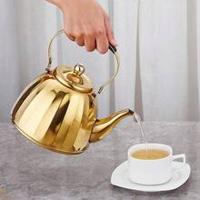 不锈钢手柄水壶，多功能带滤网，加厚茶壶，适合酒店、餐厅、家庭和户外使用，非常适合泡茶，可以用电磁炉加热 - 彩色 - 查看 5