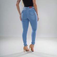 Women's Skinny Pants With High Elasticity - Light Wash - View 2