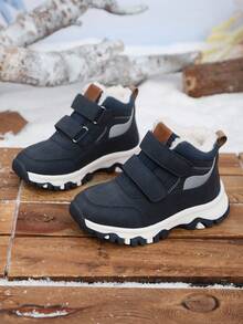 1 Pair Kids High-Top Flat Comfortable Warm Thermal-Lined Thick Snow Boots, Outdoor Anti-Slip Durable Winter Hiking Shoes, Suitable For Outdoor Activities In Winter - Blue - View 5