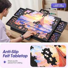 1 Set Puzzle Mat, Holds Up To 1000 Pieces, Includes Tilted Puzzle Board, 2-In-1 Stand & Cover, Lightweight Puzzle Board, 6 Drawers, Adult Portable Felt Puzzle Storage Table - Multiple Sizes Available