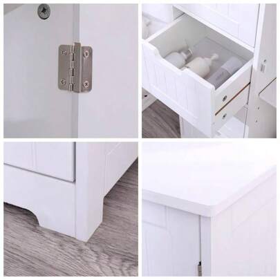 Bathroom Cabinet Bedroom Dresser Nursery Storage Cupboard 4 - Drawer Plus Door