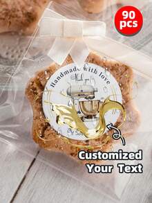 1-150PCS Personalized Christmas Stickers Gift Labels, Customized Christmas Holiday Stickers, Customized Text Round Name Gift Labels, Customizable "Made With Love" Round Stickers - Suitable For Holiday Gift Packaging Stickers, Holiday Decorations, Holiday Envelope Stickers, Candy Dim Sum Packaging Stickers - White - View 28