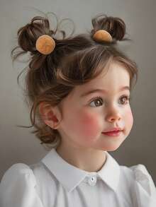 10pcs/Set Toddler Girls' Cute Fuzzy Ball Hair Ties, Random Colors, Princess Hair Accessories, Elastic Hair Bands, Everyday Use