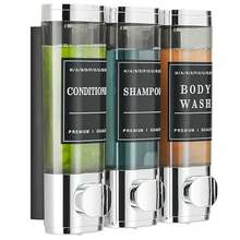 Shower Soap Dispenser Wall Mounted No Drill Shampoo Dispenser For Shower Wall Shampoo And Conditioner Dispenser Bathroom Hotel 3  300ml Chrome With Labels - Silver - View 10