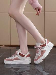 Flipark Women's Outdoor Sports Shoes, White Platform Sneakers, Breathable Casual Shoes, 2024 Spring Autumn New Style - Pink - View 4