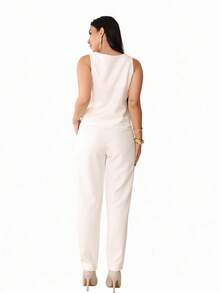 Tailored Set Elegant Set Set Of Wide Leg Pants And Blouse - trắng - Xem 4