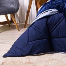 Kit Edredom Cobertor SOLTEIRO Astros Azul Marinho com Almofada Estampada 04 Peças - Dupla Face Percal 300 Fios Toque Macio Acetinado Tecido Pantografado em Linha Decoração Astrologia Signos Estrelas Espaço Fases da Lua Astronomia Universo