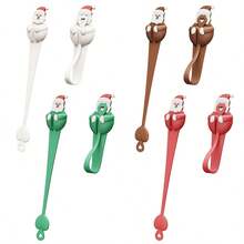 2Pcs Santa-Style Hanger Set Fireplace Wreath Hooks With Adhesive,Reusable Elastic Silicone Hooks Ideal For Christmas Wreaths,Stockings,And Wall Decorations