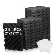 OLOEY 24 piezas de 12 x 12 x 2 pulgadas de espuma acústica de alta densidad con ranuras en forma de diamante, para reducción de ruido en decoración del hogar y oficina, paneles acústicos para espacios grandes como KTV
