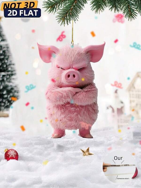 1 pieza Decoración colgante de cerdo rosa lindo de acrílico, decoración de colgante 2D multifuncional adecuada para el árbol de Navidad, mochila, coche, llavero - regalo ideal para familia, amigos, compañeros de clase para Acción de Gracias, Navidad, Año Nuevo, Día de San Valentín