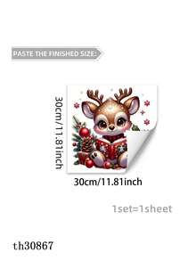 1PC Adorable Christmas Reindeer Toilet Decal Wall Sticker - PVC Self-Adhesive Waterproof Festive Bathroom, Toilet, And Wall Decor With Santa Hat, Gifts,Holly Accents,For Home Decoration, Bathroom Decorations Wall Stickers Stickers Home Decor Christmas Decorations Christmas Decorations Home - Multicolor - View 7
