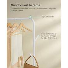 Burro para Ropa, con Ruedas, Perchero con Doble Barra, Marco de Acero, Carga de kg, Ancho de 103.5, Negro MHSR107B01V1 - Blanco + Simple varilla - Ver 7