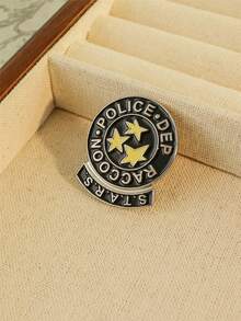 1pc OPPRYN Rescue Service Badge Brooch - Alloy Metal Clasp With Star & Starfish Design, April Birthstone Gift For Women, Everyday & Party Wear Accessory